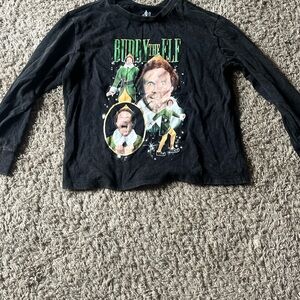 ELF Kids Black Long Sleeve Tee with Buddy Design